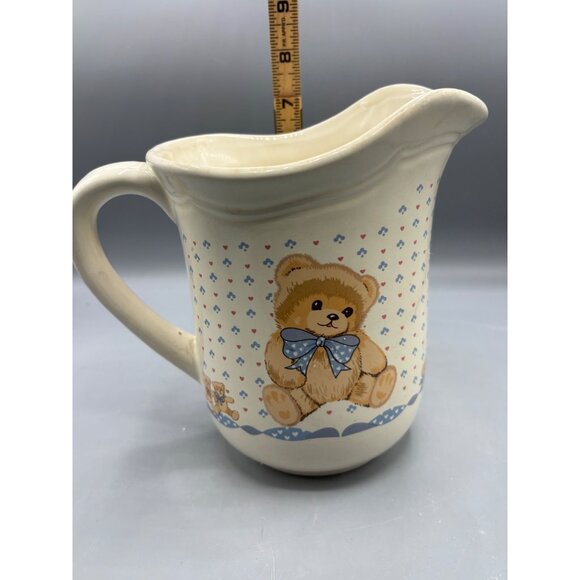 Vtg 80s Teddy Bear Hearts‎ Ceramic Pitcher Country - Picture 7 of 7